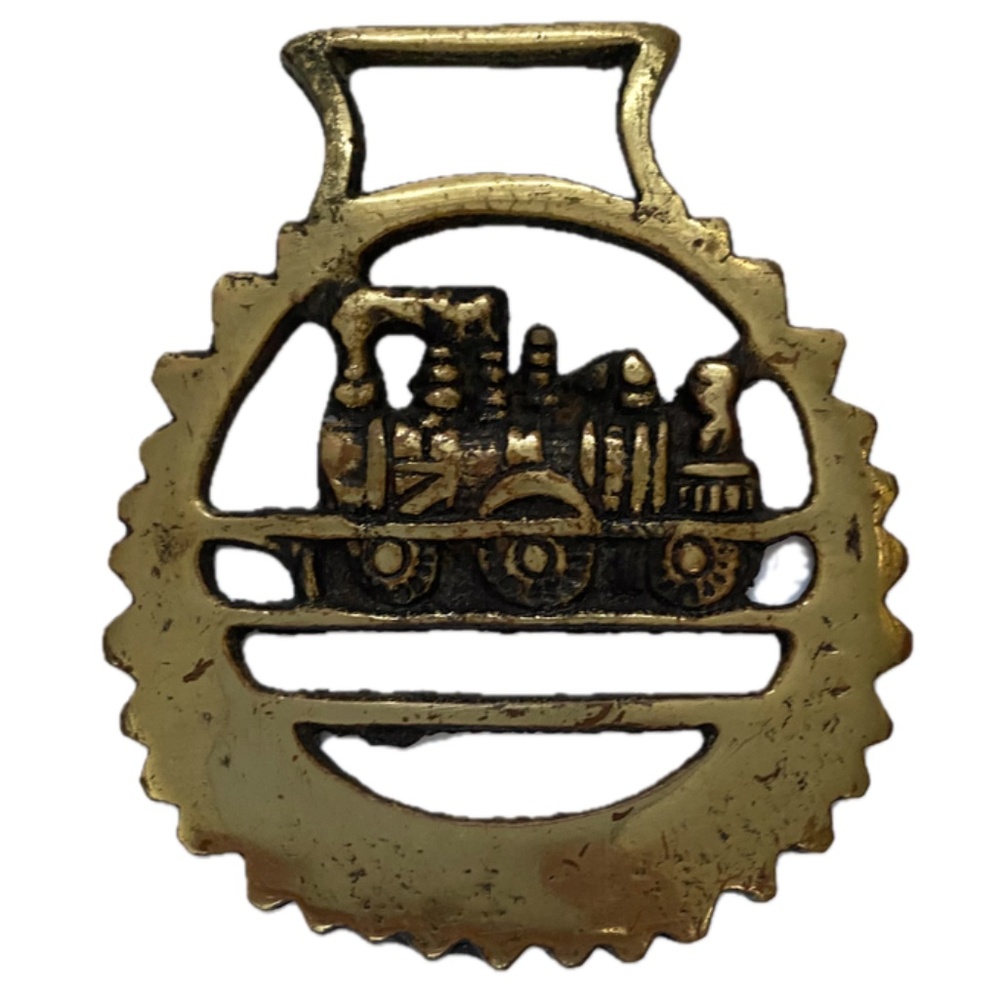Antique Horse Brass Locomotive Train Steam Engine Ornament